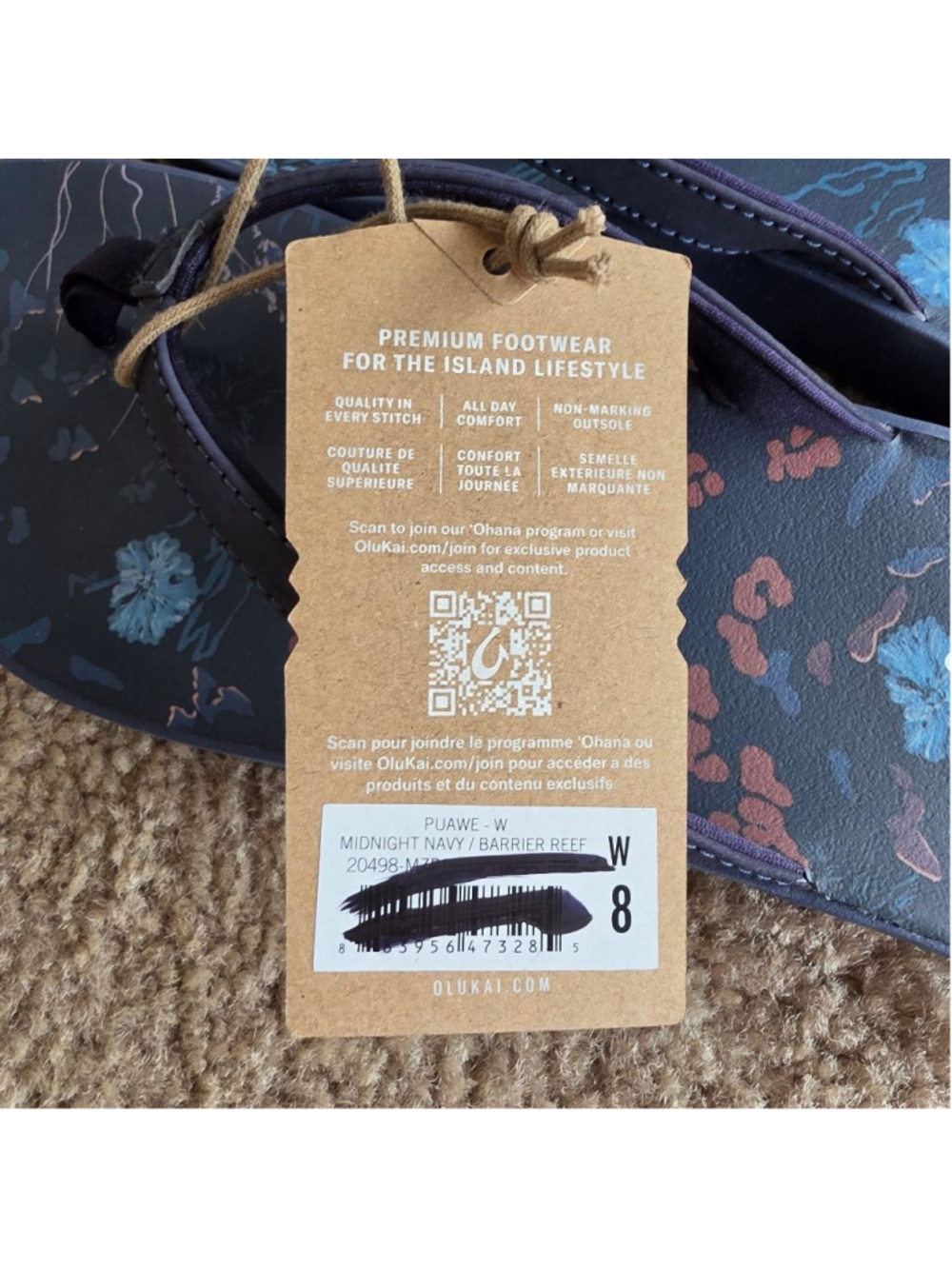 OluKai Pauwe Navy Floral Jellyfish Print Flip Flop Sandals - Picture 6 of 6